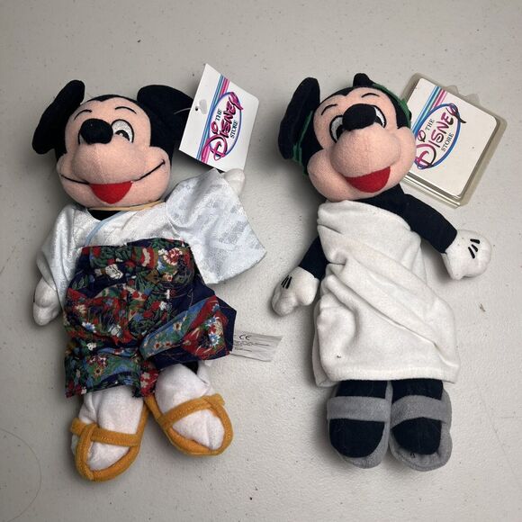 Disney Store Mickey Mouse Kimono Japan & Toga Towel Plush W/ Tags 9" Lot of 2 - Picture 3 of 16